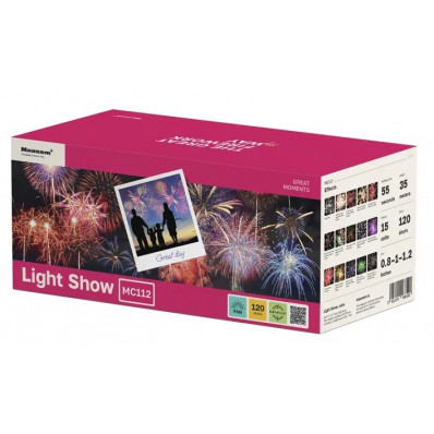 Огромный Веерный салют "Light Show" - 120 залпов, разнокалиберный